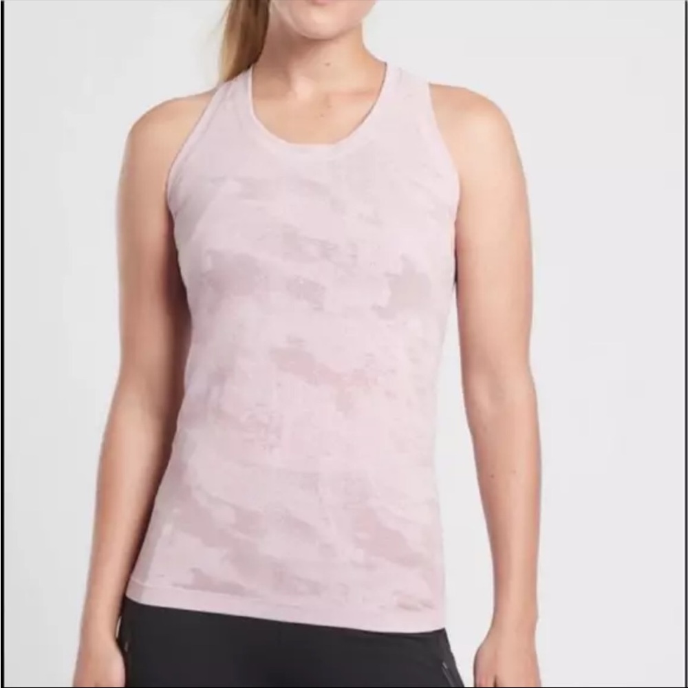 NWOT Athleta Momentum Camo Tank Women's Delicate Pink Racerback Measures Like  S